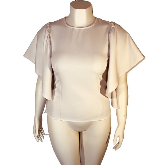 HAYDEN Blouse Womens M Ivory White Butterfly Sleeve Princess Seam Formal - Picture 2 of 16